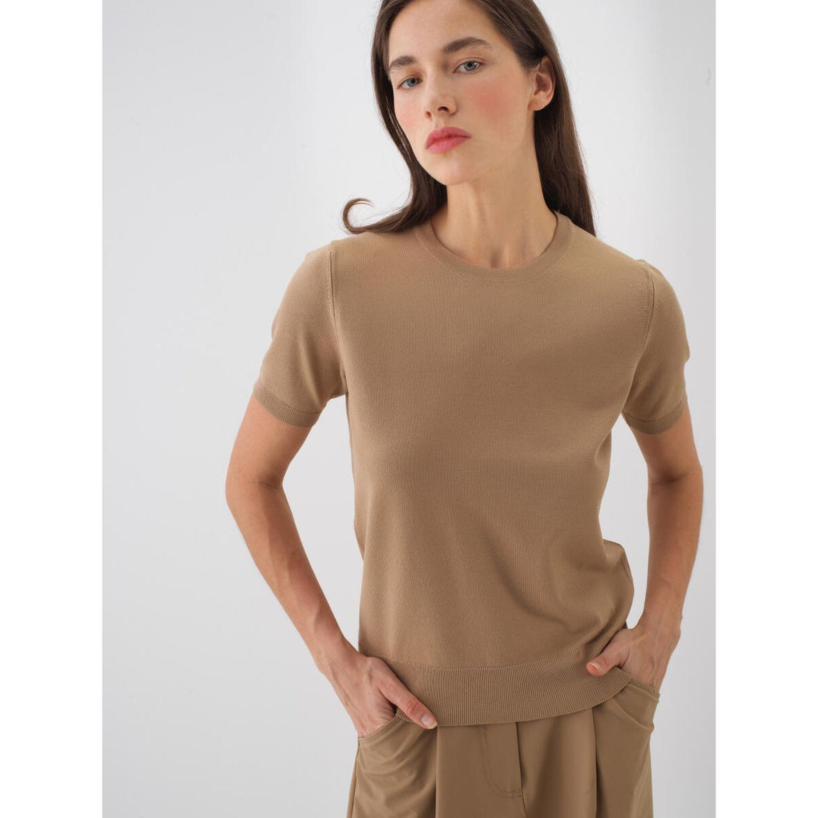 Base Fitted Knit T-Shirt - IVAH